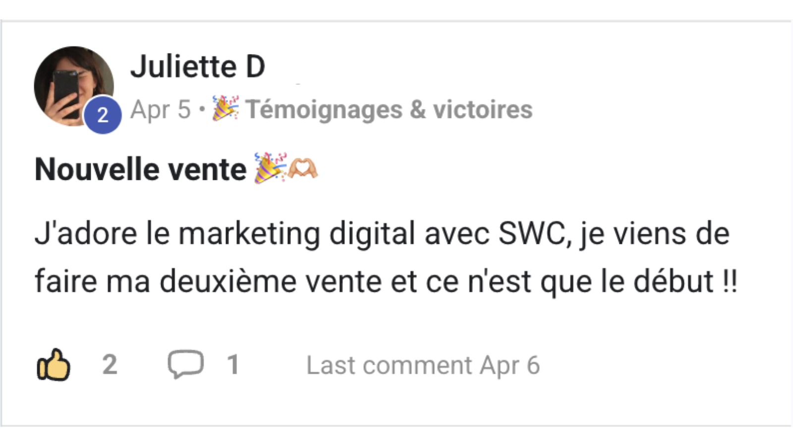 Avis d'un membre SWC 10